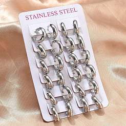 Pendientes de aro de acero inoxidable 201&nbsp;EJEW-D354-21P-02