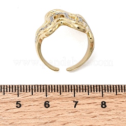 Messing Micro Pave klare Manschettenringe aus Zirkonia&nbsp;RJEW-H262-02G