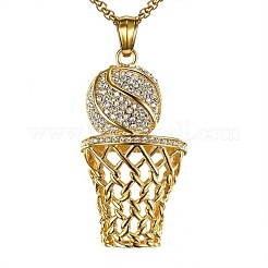 Basketball & Netzrahmen Zinklegierung Kristall Strass Anhänger Halsketten&nbsp;FS-WGB623B-01