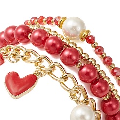4 Stück 4-teiliges Stretch-Armband-Set aus Glas und Muschelperlen&nbsp;BJEW-TA00289