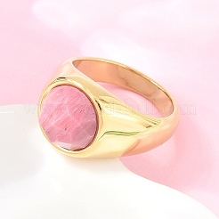 Fingerringe aus natürlichem Rhodochrosit aus Edelstahl 304&nbsp;RJEW-F203-02G-02