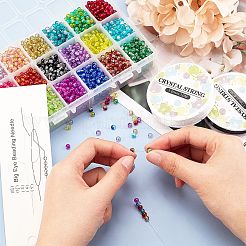 Kit fai da te per realizzare braccialetti elastici con perline di vetro effetto craquelé e colori per dolci.&nbsp;DIY-PH0004-54C