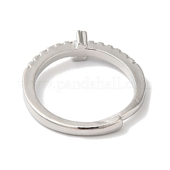 Anelli regolabili numero 1 da donna con placcatura in ottone con zirconi cubici trasparenti&nbsp;RJEW-S407-09P-01