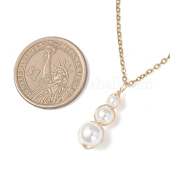 Colliers pour femmes avec pendentif rond en nacre blanche et chaîne en acier inoxydable 304.&nbsp;NJEW-JN05795