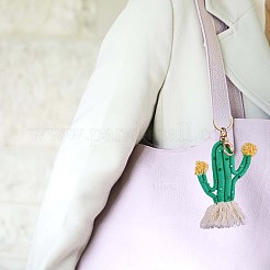 3 Uds llavero arcoíris boho llaveros mujeres tejido cactus borla llavero personalizado llavero titular para cartera colgante decoraciones&nbsp;JX258A