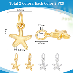4 pz 2 colori 925 ciondoli a forma di stella in argento sterling&nbsp;STER-PH0004-90
