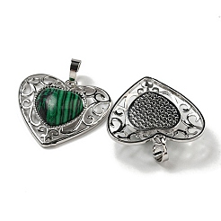 Pendenti a forma di cuore d'amore pesca malachite sintetica&nbsp;G-G158-01T