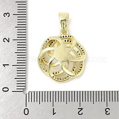 Ciondolo europeo in ottone micro pavé di zirconi cubici trasparenti&nbsp;KK-K297-54G