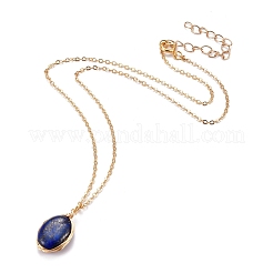Colliers pendentifs enroulés de fil lapis lazuli naturel&nbsp;NJEW-JN03080-03