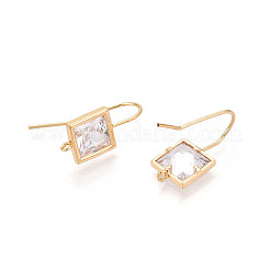 Crochets d'oreilles en laiton avec micro pave zircone cubique transparente&nbsp;X-KK-N267-36G