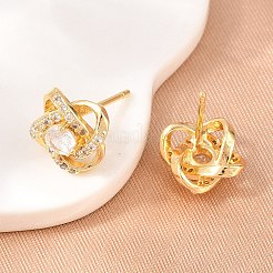 Aretes de latón con micro pavé de circonio cúbico para mujer&nbsp;KK-A305-10G-04