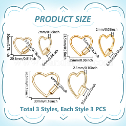 9 Stück 3 Stile Zinklegierung Schraubkarabiner Schloss Charms&nbsp;FIND-UN0010-20