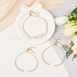 3 Stück Messing Pavé klar Zirkonia quadratisch Schieber Armband machen&nbsp;BJEW-BBC0001-18
