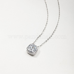 Collana con pendente quadrato in argento sterling e moissanite da 925 carati&nbsp;RU6226