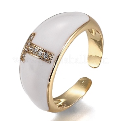 Latón micro pave anillos de brazalete de circonio cúbico&nbsp;RJEW-H538-03G-T