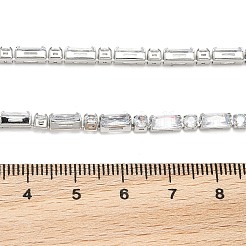 Braccialetti a maglie tonde e piatte rettangolari con pavé di zirconi cubici trasparenti in ottone&nbsp;BJEW-YWC0002-02A