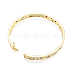 Bracelet jonc à charnière œil de cheval en zircone cubique&nbsp;BJEW-G651-07G-03