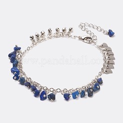 Viruta de piedra natural mezclado con cuentas tobilleras encanto&nbsp;AJEW-AN00227