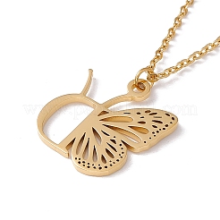 Lettre initiale avec collier pendentif papillon&nbsp;LS-NJEW-C026-01G-D