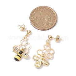 Orecchini con api e nido d'ape in ottone e lega&nbsp;EJEW-TA00489