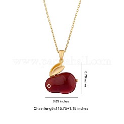 Collar con colgante de conejito de circonita cúbica y jade blanco natural teñido de rojo&nbsp;JN1072A