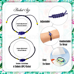 4 Stück 4 Farben Porzellan Schildkröte geflochtene Perlen Armbänder Set&nbsp;BJEW-TA0001-17