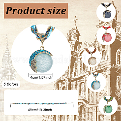 5 ensemble de colliers à pendentif rond plat en résine imitation œil de chat&nbsp;NJEW-AN0001-12