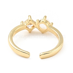 Bague de manchette ouverte en zircone cubique transparente et losange en verre&nbsp;KK-D080-01G