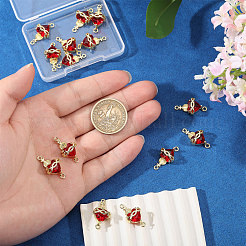 14 Stück Messing mit Glas dunkelrot Heiliges Herz Verbinder Charms&nbsp;KK-CA0003-85