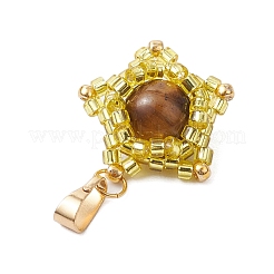 Pendenti a forma di stella con perline di semi di vetro e occhio di tigre naturale fatti a mano&nbsp;PALLOY-MZ00490-02