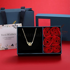 Collana con pendente con lettera iniziale W in zirconi trasparenti con catene in acciaio inossidabile&nbsp;GX3486