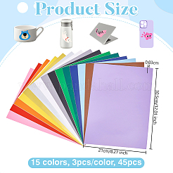 45 Stück 15 Farben PVC-Wärmeübertragungs-Vinylplatten&nbsp;FIND-OC0014-08