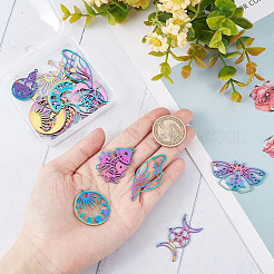 20 Stück 10 Stil Ionenbeschichtung (IP) 201 & 304 Edelstahl Anhänger Verbinder Charms&nbsp;STAS-SC0004-73