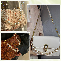 2 pz. 2 manici per borsa in acrilico imitazione perla keshi e catena in alluminio&nbsp;DIY-WR0002-69KCG