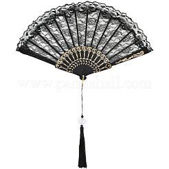 1 ventilateur en plastique et en tissu&nbsp;AJEW-SP0003-76