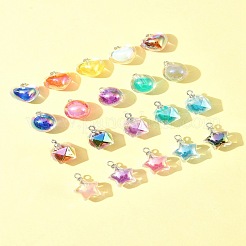 32 pièces 4 styles de pendentifs en résine de couleur ab&nbsp;RESI-FS0001-84