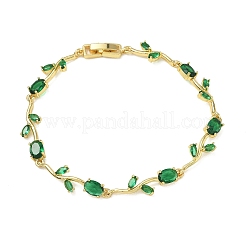Bracciali a catena con maglie a forma di fiore in ottone e vetro&nbsp;KK-CBA7DFA-01G-07