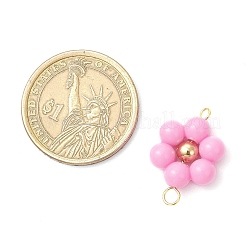 Ciondoli con connettori a forma di fiore con perline rotonde in acrilico&nbsp;PALLOY-JF03846-01