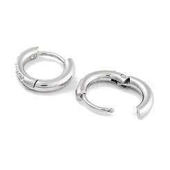 Orecchini a cerchio huggie in acciaio inossidabile 304 con micro pavé di zirconi cubici trasparenti&nbsp;EJEW-C096-01C-P