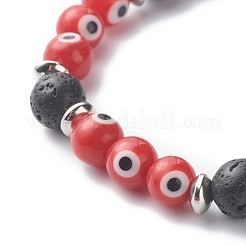 Pulseras de estiramiento de cuentas de roca de lava natural&nbsp;BJEW-JB06602