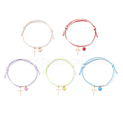 5 bracelet réglable en cordon de polyester ciré&nbsp;BJEW-JB11789