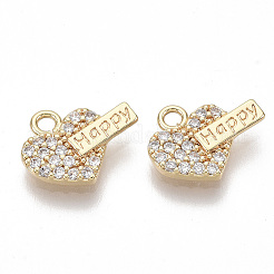 Latón micro pavimenta claro cubic zirconia encantos&nbsp;KK-S355-010-NF