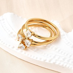 3 Stück 304 Edelstahl Micro Pave Zirkonia Ring-Sets&nbsp;RJEW-S625-02G