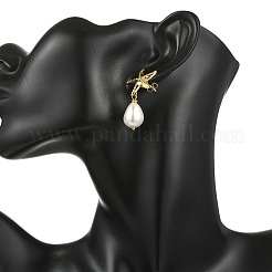 Orecchini a perno a goccia con perle di conchiglia&nbsp;EJEW-JE07105-01
