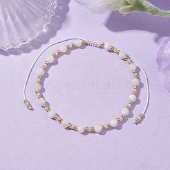 Verstellbares Armband aus natürlichem Regenbogenmondstein und geflochtenen Glasperlen&nbsp;BJEW-JB10137-04