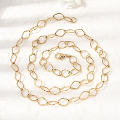 Collares de cadena de eslabones romboidales con textura de acero inoxidable 304&nbsp;NJEW-K305-04G