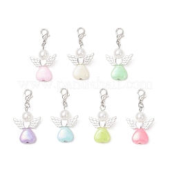 Herz Engel ABS Kunststoff Imitation Perle & Acryl Anhänger Dekorationen&nbsp;HJEW-JM03528-01