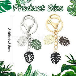 Portachiavi con ciondolo a foglia tropicale in lega vernici per cottura&nbsp;KEYC-YW00245-01