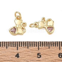 Dijes de latón con micro pavé de circonitas cúbicas de coral claro&nbsp;CU-CBAF0F8-12G
