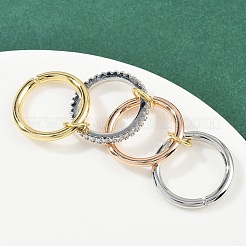 Bagues en laiton avec micro pavé de zircons cubiques pour femmes&nbsp;RJEW-P160-01G-MC